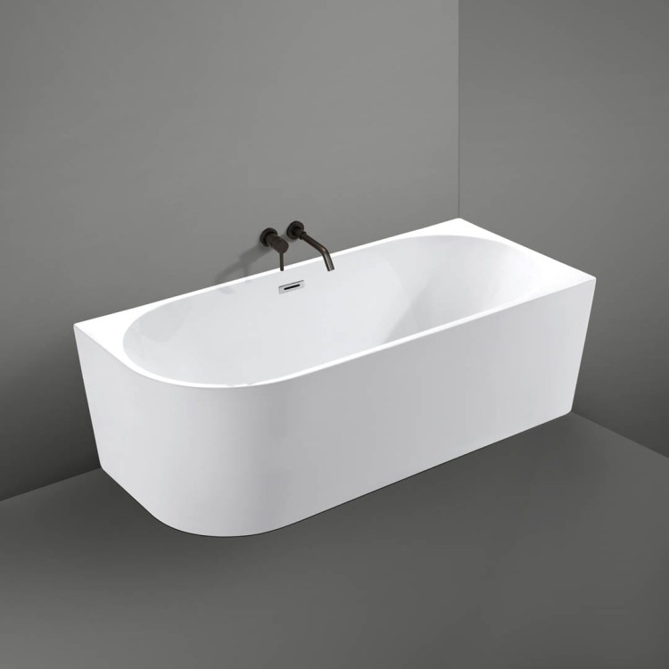 Wanna narożna przyścienna wolnostojąca prawa 170x80 cm akrylowa biała Karbin K-JUN10 do nowoczesnej łazienki. Wanna wolnostojąca narożna przyścienna Prawa - Chrom Przelew 170x80x58 K-JUN10