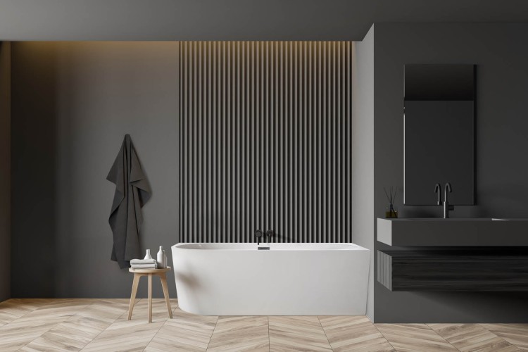 Wanna wolnostojąca narożna przyścienna Prawa - Chrom Przelew 170x80x58 K-JUN10. Wanna narożna przyścienna wolnostojąca prawa 170x80 cm akrylowa biała Karbin K-JUN10 do nowoczesnej łazienki