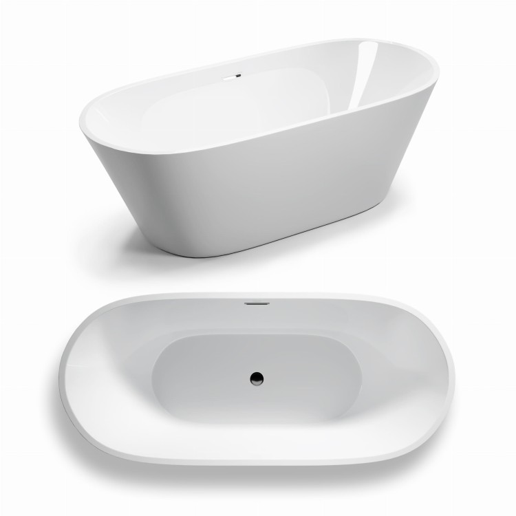 Wanna wolnostojąca akrylowa Karbin - Chrom Przelew 160x75x58 K-MAR05