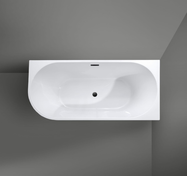 Wanna wolnostojąca narożna przyścienna Prawa - Czarny Przelew 150x75x58 K-JUL06