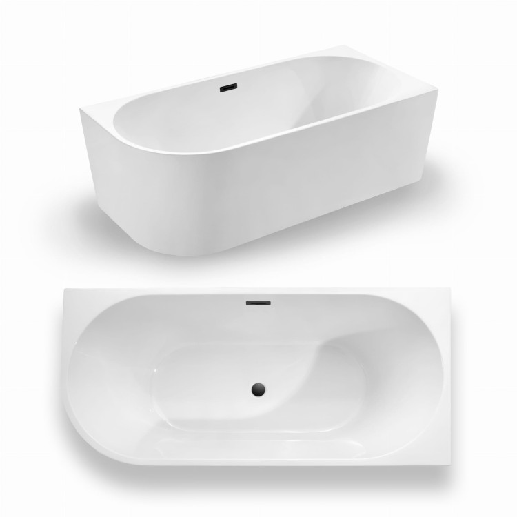 Wanna wolnostojąca narożna przyścienna Prawa - Czarny Przelew 160x75x58 K-JAN07