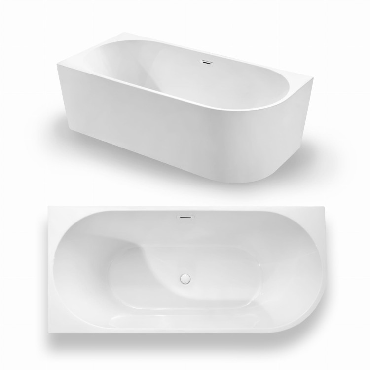 Wanna wolnostojąca narożna przyścienna Lewa - Biały Przelew 170x80x58 K-JUN10