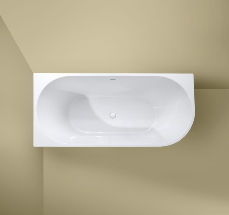 Wanna wolnostojąca narożna przyścienna Lewa - Biały Przelew 150x75x58 K-JUL06