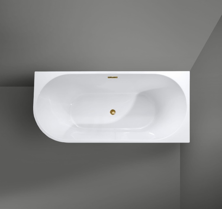 Wanna wolnostojąca narożna przyścienna Prawa - Złoty Przelew 150x75x58 K-JUL06