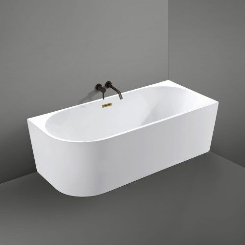 Wanna wolnostojąca narożna przyścienna Prawa - Złoty Szczotkowany Przelew 150x75x58 K-JUL06