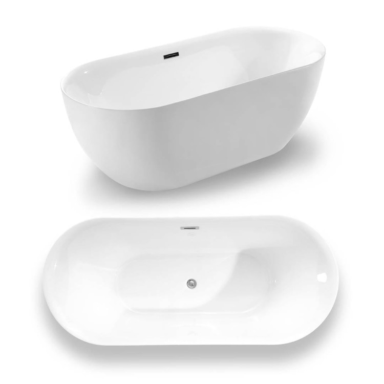 Wanna wolnostojąca akrylowa Karbin - Chrom Przelew 170x75x58 K-AUT08