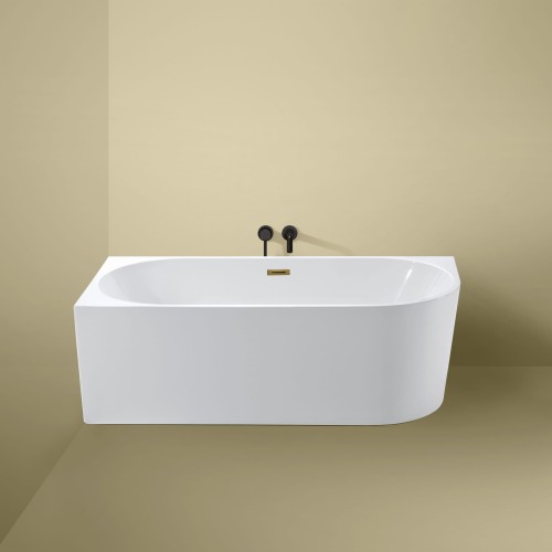 Wanna wolnostojąca narożna przyścienna Lewa - Złoty Szczotkowany Przelew 150x75x58 K-JUL06