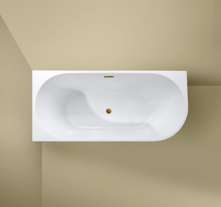 Wanna wolnostojąca narożna przyścienna Lewa - Złoty Szczotkowany Przelew 150x75x58 K-JUL06