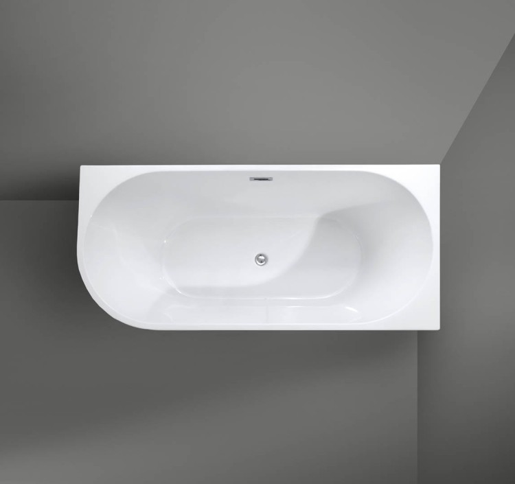 Wanna wolnostojąca narożna przyścienna Karbin Prawa - Chrom Przelew 180x80x58 K-JAR08