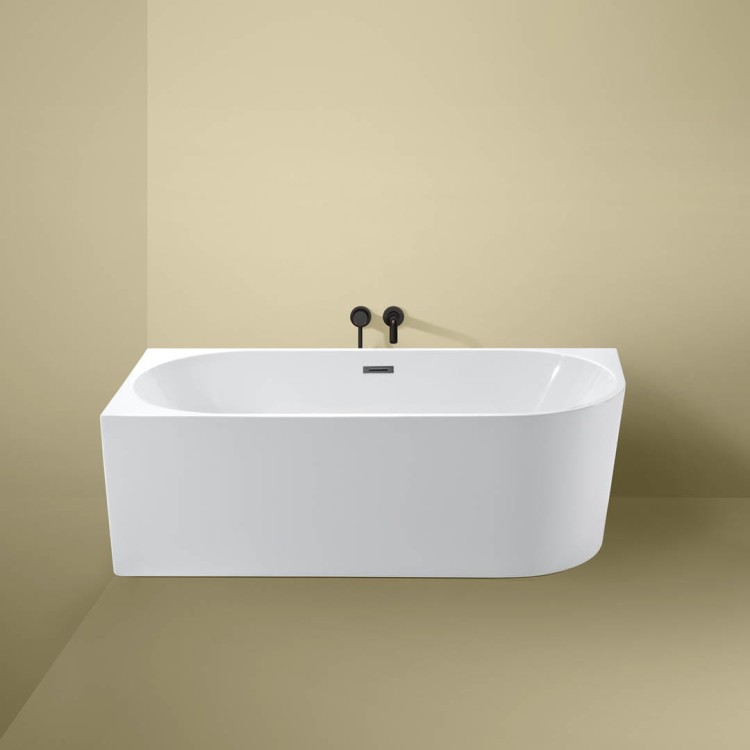 Wanna wolnostojąca narożna przyścienna Lewa - Chrom Przelew 150x75x58 K-JUL06