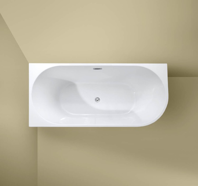 Wanna wolnostojąca narożna przyścienna Lewa - Chrom Przelew 150x75x58 K-JUL06