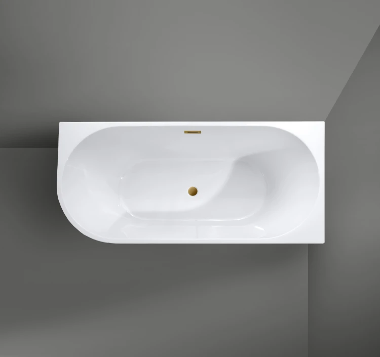 Wanna wolnostojąca narożna przyścienna Karbin Prawa - Złoty Szczotkowany Przelew 180x80x58 K-JAR08