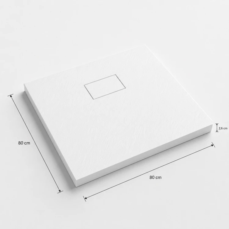 Brodzik prysznicowy kwadratowy SMC Karbin OMI8080W 80x80x2,6 cm – Biały