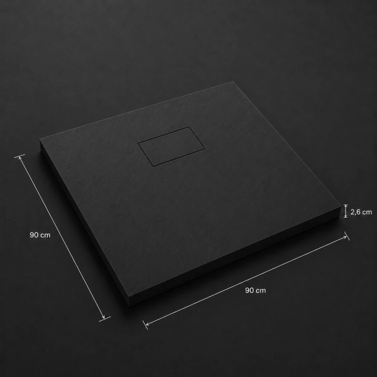 Brodzik prysznicowy kwadratowy SMC Karbin OMI9090B 90x90x2,6 cm – Czarny