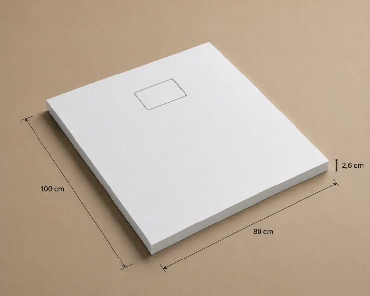 Brodzik prysznicowy prostokątny SMC Karbin OMI10080W 100x80x2,6 cm – Biały