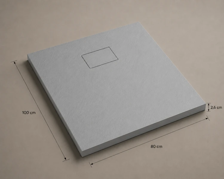 Brodzik prysznicowy prostokątny SMC Karbin OMI10080G 100x80x2,6 cm – Szary