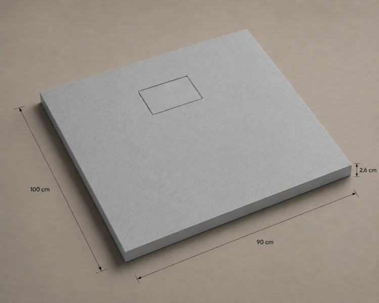 Brodzik prysznicowy prostokątny SMC Karbin OMI10090G 100x90x2,6 cm – Szary