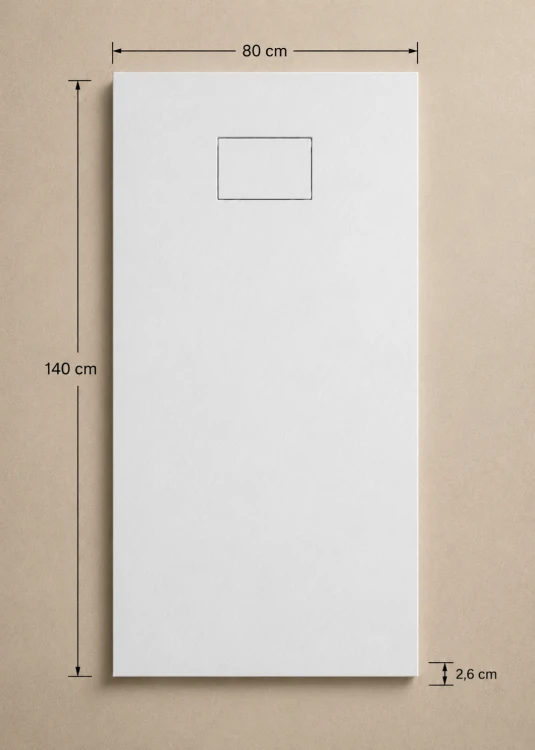Brodzik prysznicowy prostokątny SMC Karbin OMI14080W 140x80x2,6 cm – Biały